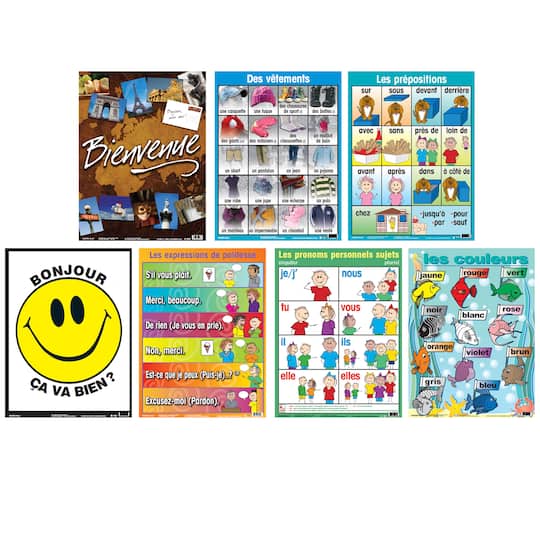 Poster Pals&#xAE; French Essential Classroom Posters, 7ct.